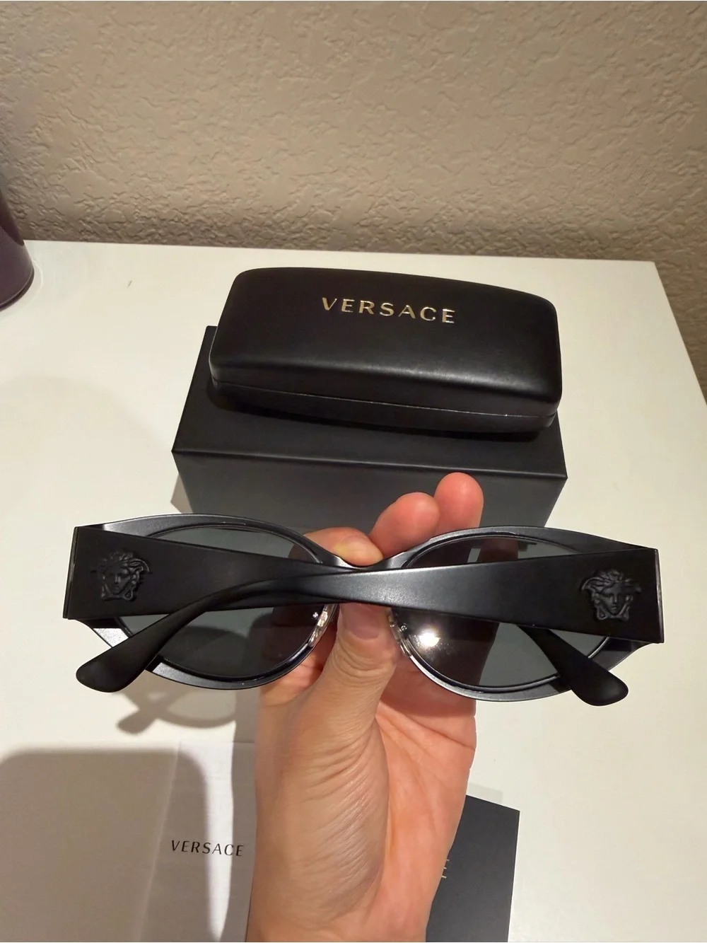 Versace Black Frame Sunglasses with Black Lenses
